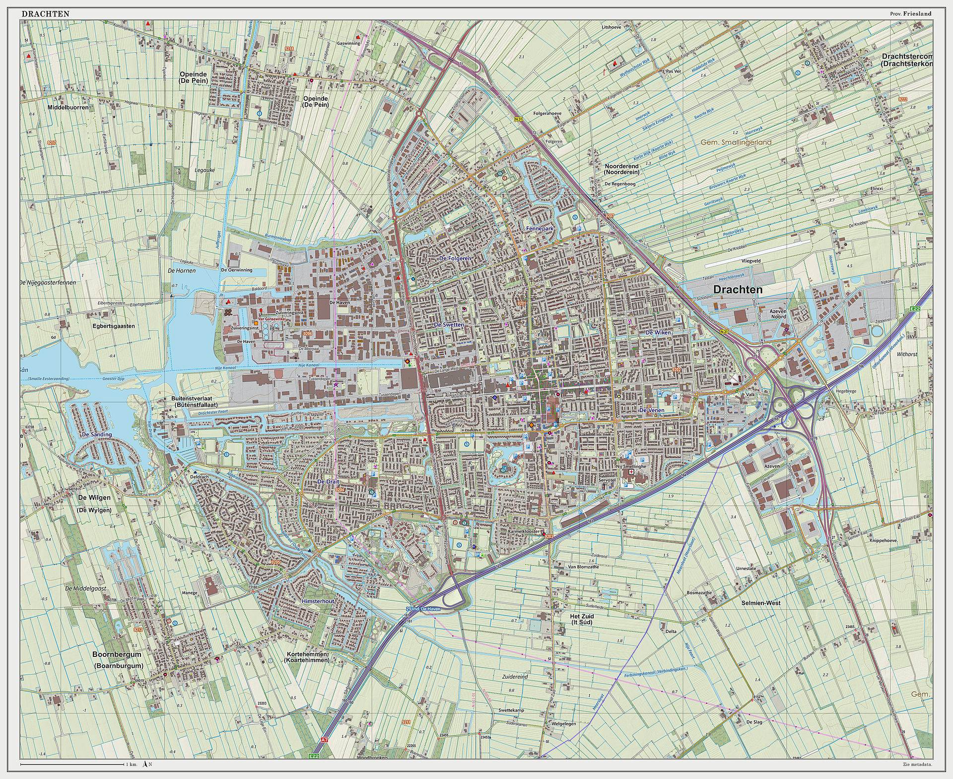 Drachten-kaart Kaart van Drachten